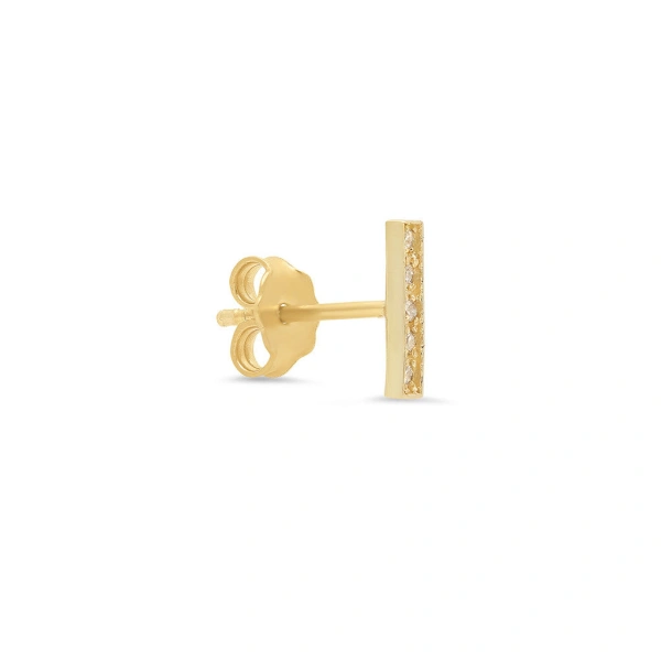 Jennifer Meyer Diamond Bar Studs in 18K Yellow Gold | Fine Earrings | Coveti