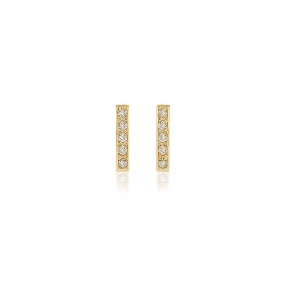 Jennifer Meyer Diamond Bar Studs in 18K Yellow Gold | Fine Earrings | Coveti