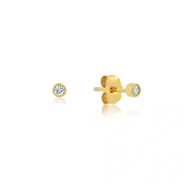 Jennifer Meyer Diamond Bezel Studs in 18K Yellow Gold | Fine Earrings | Coveti