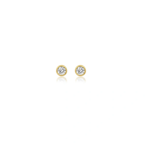Jennifer Meyer Diamond Bezel Studs in 18K Yellow Gold | Fine Earrings | Coveti