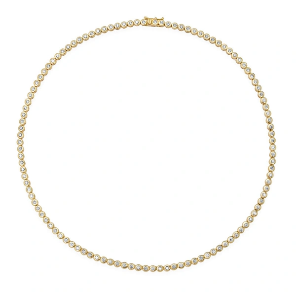 Jennifer Meyer Diamond Bezel Tennis Necklace in 18K Yellow Gold | Fine Necklaces | Coveti