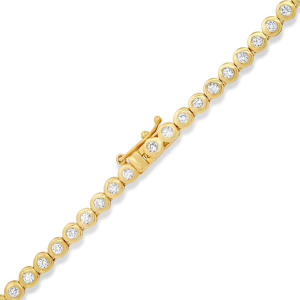 Jennifer Meyer Diamond Bezel Tennis Necklace in 18K Yellow Gold | Fine Necklaces | Coveti