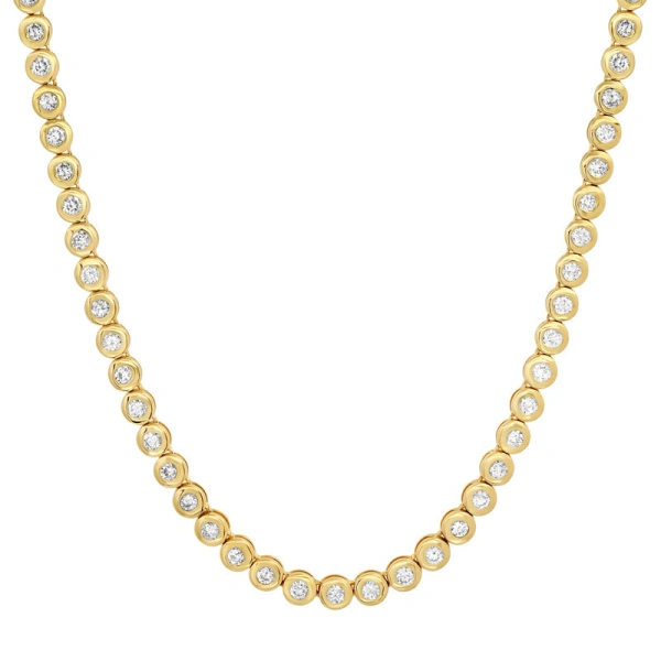 Jennifer Meyer Diamond Bezel Tennis Necklace in 18K Yellow Gold | Fine Necklaces | Coveti