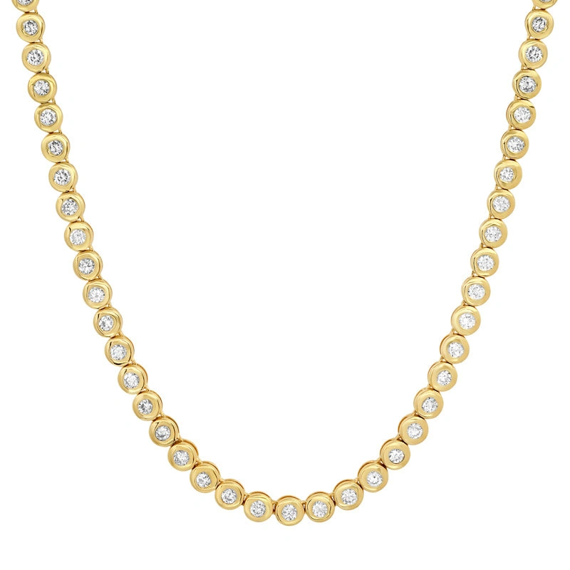 Jennifer Meyer Diamond Bezel Tennis Necklace in 18K Yellow Gold Jennifer Meyer Diamond Bezel Tennis Necklace in 18K Yellow Gold | Fine Necklaces | Coveti