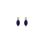 Jennifer Meyer Diamond Bezel with Lapis Marquise Studs in 18K Yellow Gold | Fine Earrings | Coveti