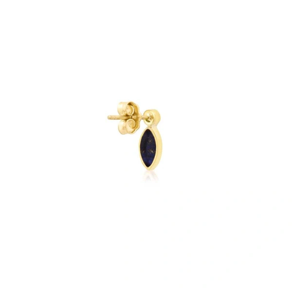 Jennifer Meyer Diamond Bezel with Lapis Marquise Studs in 18K Yellow Gold | Fine Earrings | Coveti
