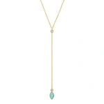Jennifer Meyer Diamond Bezel with Turquoise Marquise Lariat Necklace in 18K Yellow Gold | Fine Necklaces | Coveti