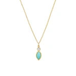 Jennifer Meyer Diamond Bezel with Turquoise Marquise Necklace in 18K Yellow Gold | Fine Necklaces | Coveti