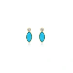 Jennifer Meyer Diamond Bezel with Turquoise Marquise Studs in 18K Yellow Gold | Fine Earrings | Coveti