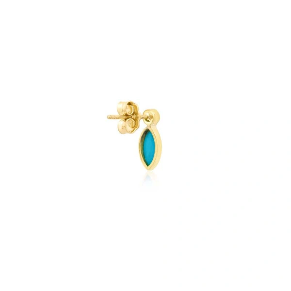 Jennifer Meyer Diamond Bezel with Turquoise Marquise Studs in 18K Yellow Gold | Fine Earrings | Coveti