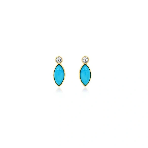 Diamond Bezel with Turquoise Marquise Studs in 18K Yellow Gold
