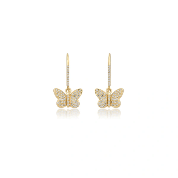 Diamond Butterfly Earrings in 18K Yellow Gold