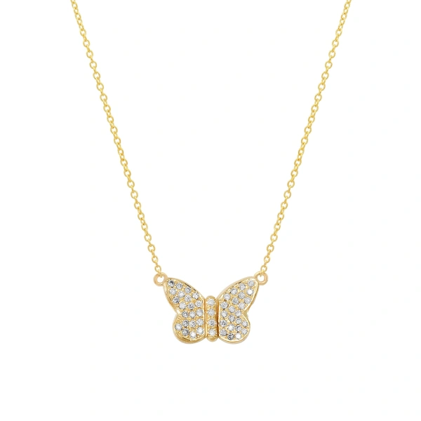 Jennifer Meyer Diamond Butterfly Necklace in 18K Yellow Gold | Fine Necklaces | Coveti