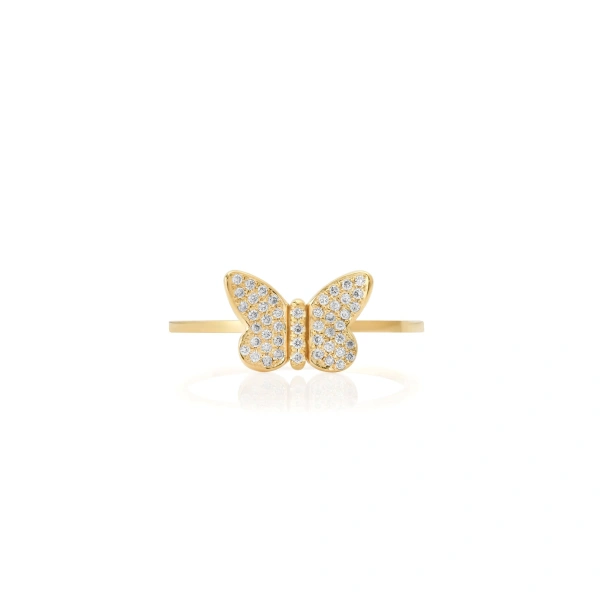 Jennifer Meyer Diamond Butterfly Ring in 18K Yellow Gold | Fine Rings | Coveti