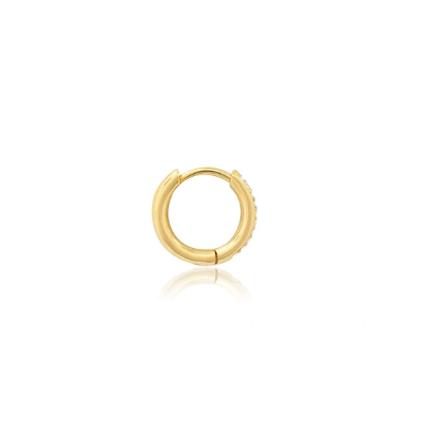 Jennifer Meyer Diamond Cartilage Hoop in 18K Yellow Gold | Fine Earrings | Coveti