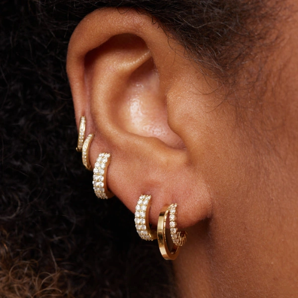 Jennifer Meyer Diamond Cartilage Hoop in 18K Yellow Gold | Fine Earrings | Coveti