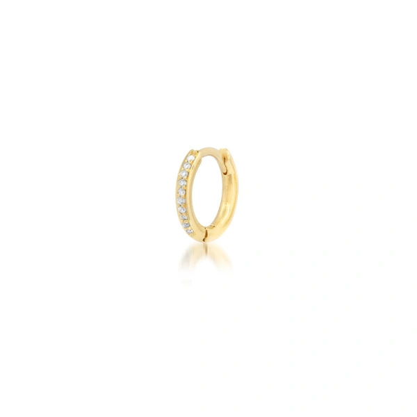 Jennifer Meyer Diamond Cartilage Hoop in 18K Yellow Gold | Fine Earrings | Coveti