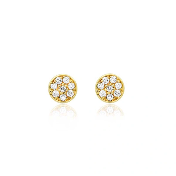 Jennifer Meyer Diamond Circle Studs in 18K Yellow Gold | Fine Earrings | Coveti