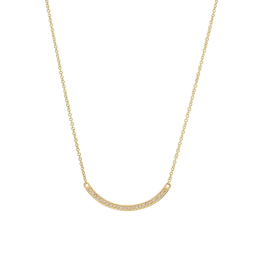 Jennifer Meyer Diamond Curved Stick Necklace in 18K Yellow Gold Jennifer Meyer Diamond Curved Stick Necklace in 18K Yellow Gold | Fine Necklaces | Coveti