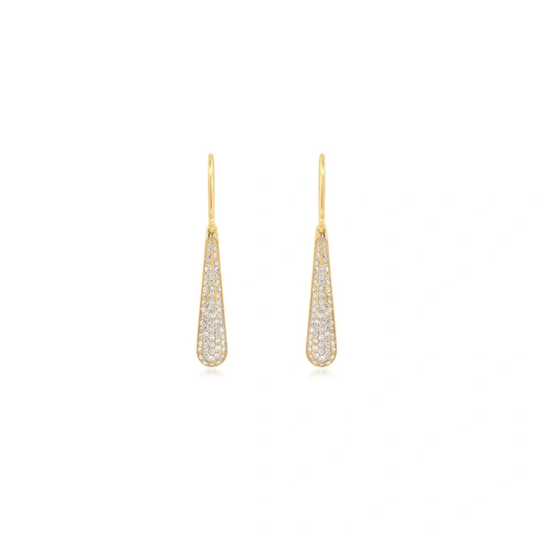 Jennifer Meyer Diamond Dome Drop Earrings in 18K Yellow Gold | Fine Earrings | Coveti