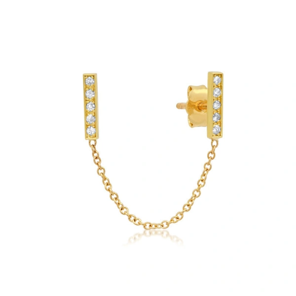 Diamond Double Bar Stud in 18K Yellow Gold