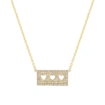 Jennifer Meyer Diamond Ellen Plate with 3 Heart Cut Out Detail in 14K Yellow Gold | Fine Necklaces | Coveti