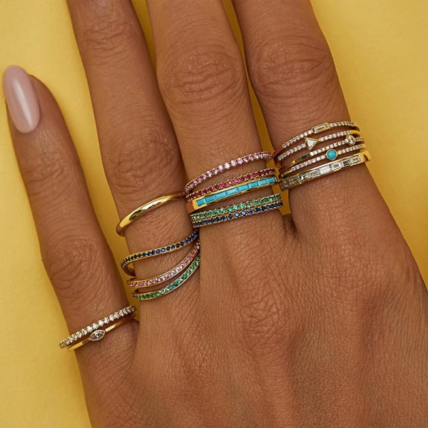 Jennifer Meyer Diamond Eternity Band in 18K Yellow Gold | Fine Rings | Coveti
