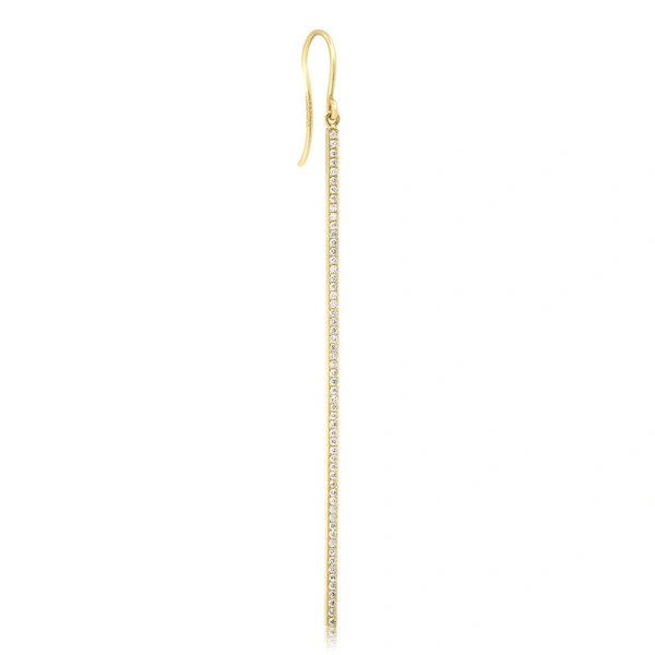 Jennifer Meyer Diamond Extra Long Stick Earrings in 18K Yellow Gold | Fine Earrings | Coveti