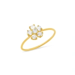 Jennifer Meyer Diamond Flower Ring in 18K Yellow Gold | Fine Rings | Coveti