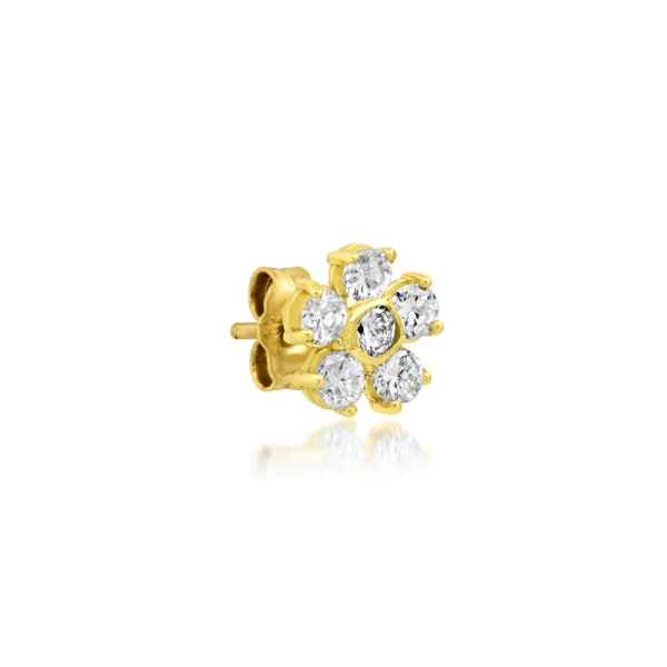 Jennifer Meyer Diamond Flower Studs in 18K Yellow Gold | Fine Earrings | Coveti