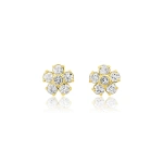 Jennifer Meyer Diamond Flower Studs in 18K Yellow Gold | Fine Earrings | Coveti