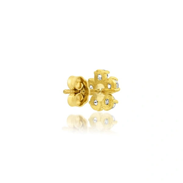 Jennifer Meyer Diamond Flower Studs in 18K Yellow Gold | Fine Earrings | Coveti