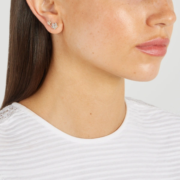 Jennifer Meyer Diamond Flower Studs in 18K Yellow Gold | Fine Earrings | Coveti