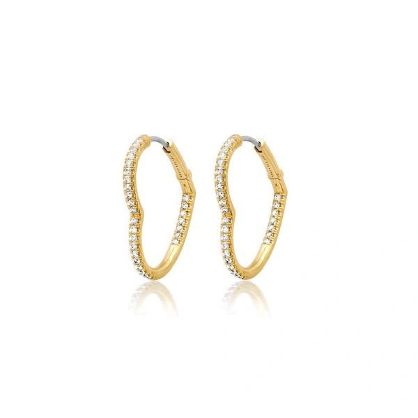Jennifer Meyer Diamond Forever Heart Huggies in 18K Yellow Gold | Fine Earrings | Coveti