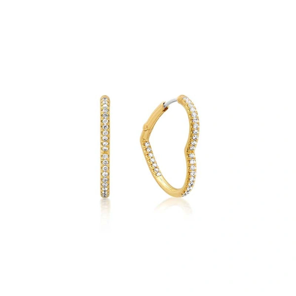 Jennifer Meyer Diamond Forever Heart Huggies in 18K Yellow Gold | Fine Earrings | Coveti