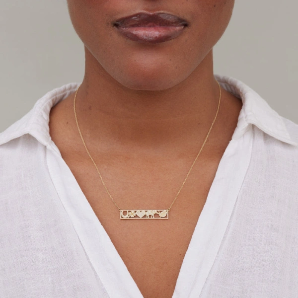 Jennifer Meyer Diamond Good Luck Bar Necklace in 18K Yellow Gold | Fine Necklaces | Coveti