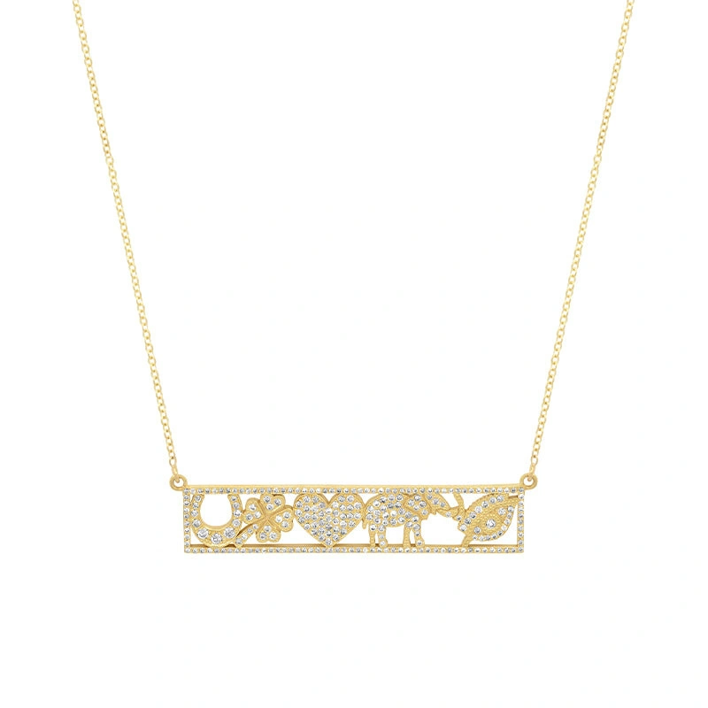 Jennifer Meyer Diamond Good Luck Bar Necklace in 18K Yellow Gold Jennifer Meyer Diamond Good Luck Bar Necklace in 18K Yellow Gold | Fine Necklaces | Coveti