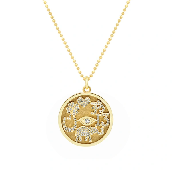 Jennifer Meyer Diamond Good Luck Necklace in 18K Yellow Gold | Fine Necklaces | Coveti
