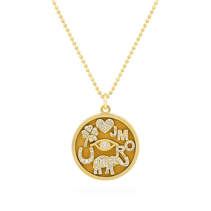 Jennifer Meyer Diamond Good Luck with Custom Diamond Pave Letter Accents in 18K Yellow Gold Jennifer Meyer Diamond Good Luck with Custom Diamond Pave Letter Accents in 18K Yellow Gold | Fine Necklaces | Coveti