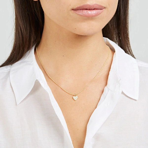 Jennifer Meyer Diamond Heart Charm Necklace in 18K Yellow Gold | Fine Necklaces | Coveti