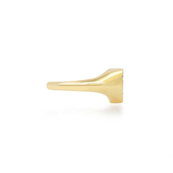 Jennifer Meyer Diamond Heart Signet Ring in 18K Yellow Gold | Fine Rings | Coveti