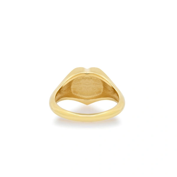 Jennifer Meyer Diamond Heart Signet Ring in 18K Yellow Gold | Fine Rings | Coveti