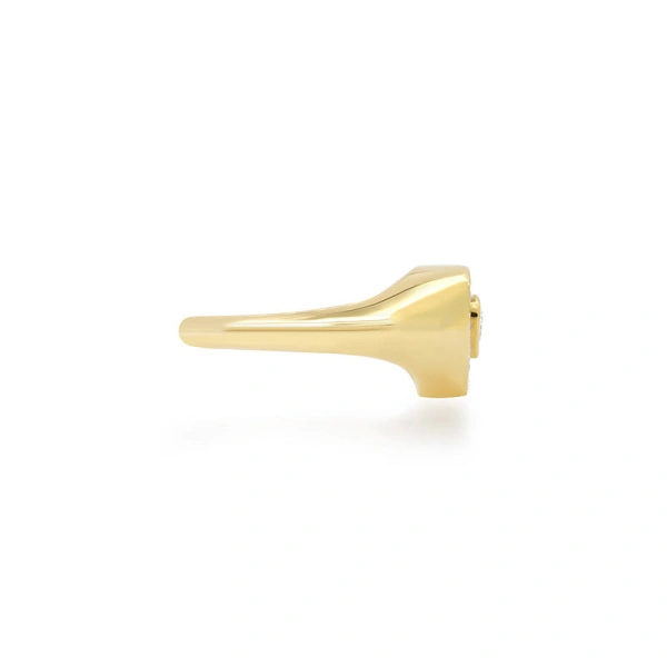 Jennifer Meyer Diamond Heart Signet Ring with Heart Cut Diamond in 18K Yellow Gold | Fine Rings | Coveti