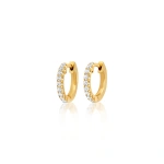 Jennifer Meyer Diamond Huggies in 18K Yellow Gold | Fine Earrings | Coveti
