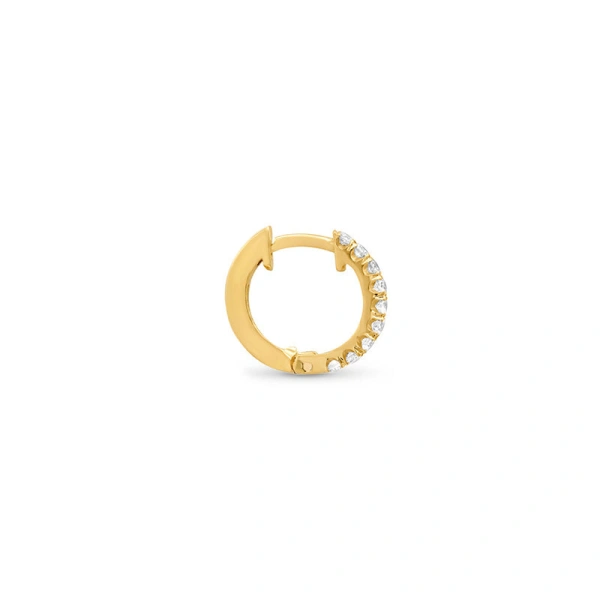 Jennifer Meyer Diamond Huggies in 18K Yellow Gold | Fine Earrings | Coveti