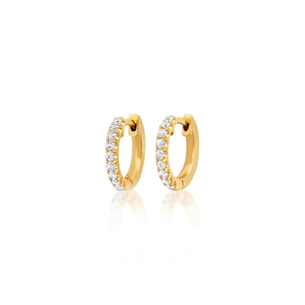 Jennifer Meyer Diamond Huggies in 18K Yellow Gold | Fine Earrings | Coveti
