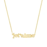 Jennifer Meyer Diamond Je T'aime Necklace in 18K Yellow Gold | Fine Necklaces | Coveti
