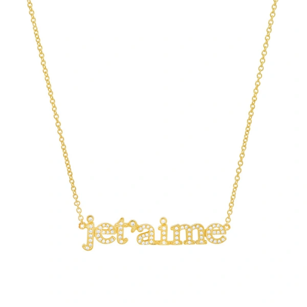 Diamond Je T'aime Necklace in 18K Yellow Gold