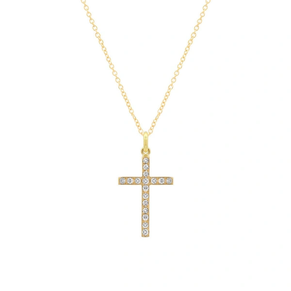 Jennifer Meyer Diamond Large Cross Necklace in 18K Yellow Gold | Fine Necklaces | Coveti