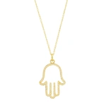 Jennifer Meyer Diamond Large Hamsa Necklace in 18K Yellow Gold | Fine Necklaces | Coveti